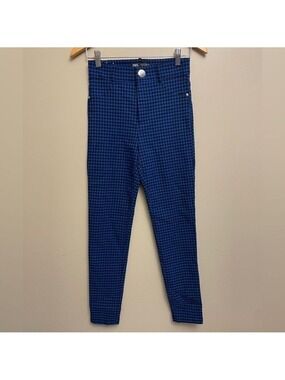 Zara Plaid Pants Blue Black Small